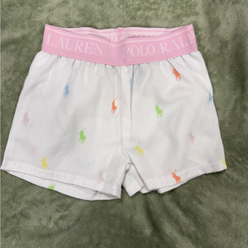 Ralph Lauren White Shorts with Colorful Pony Design